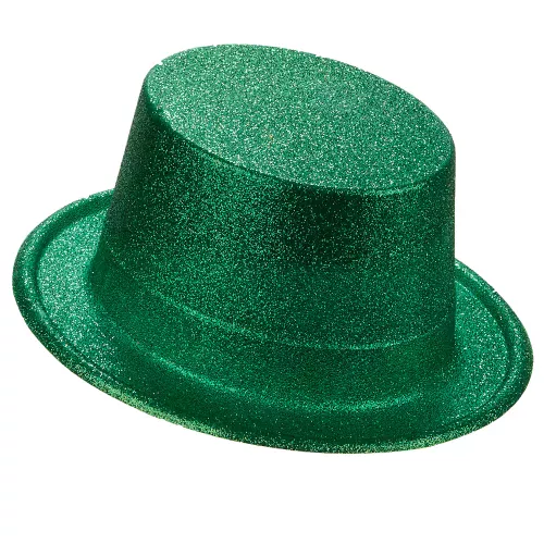 Photo du produit Chapeau haut de forme plastique pailleté vert adulte