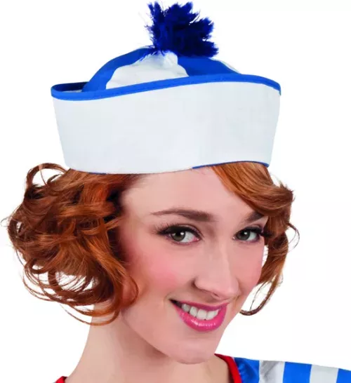 Photo du produit Chapeau marin à pompon bleu adulte