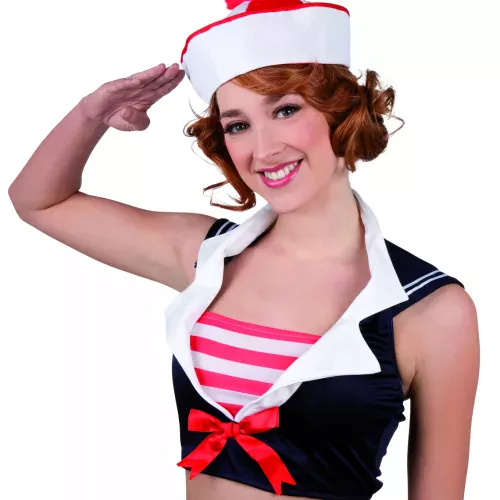 Photo du produit Chapeau marin blanc à pompon adulte