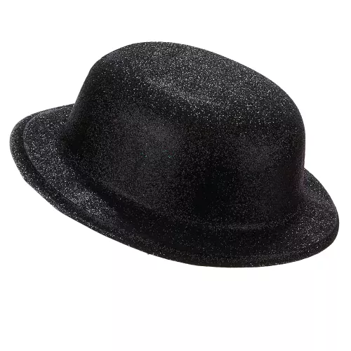 Photo du produit Chapeau melon plastique pailleté noir adulte