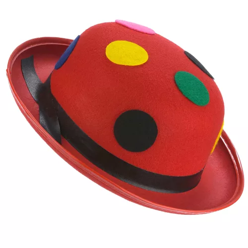 Photo du produit Chapeau melon rouge clown à pois adulte