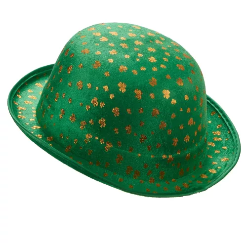 Photo du produit Chapeau melon vert en velours St-Patrick adulte