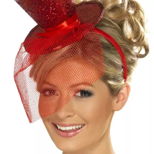 Photo du produit Mini chapeau haut de forme rouge femme