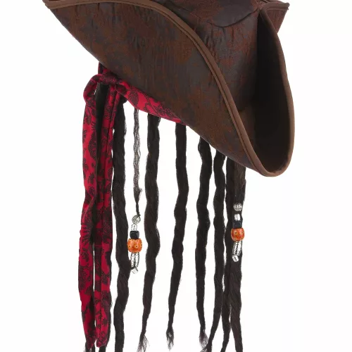 Photo du produit Chapeau pirate marron avec perruque adulte