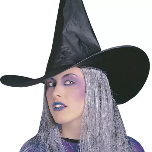 Photo du produit Chapeau sorcière noir avec cheveux gris adulte Halloween