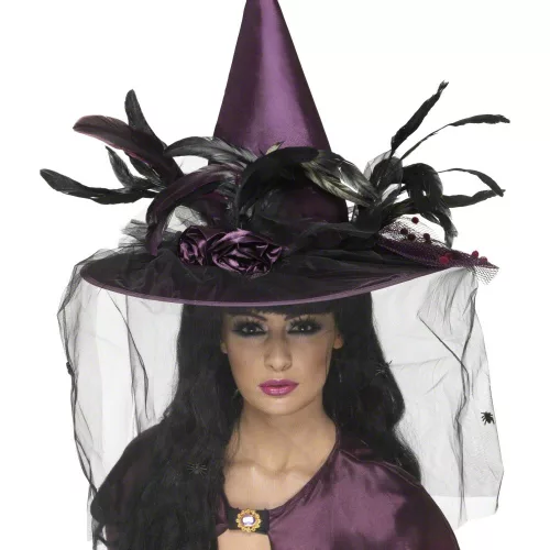 Photo du produit Chapeau sorcière luxe violet femme Halloween