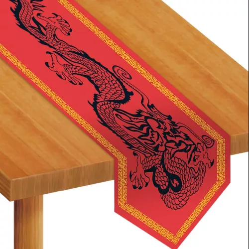 Photo du produit Chemin de table en plastique dragon rouge 1,8 m