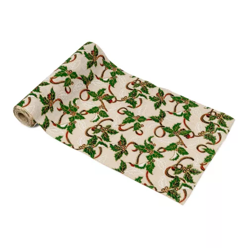 Photo du produit Chemin de table en lin traditionnel houx 5 m