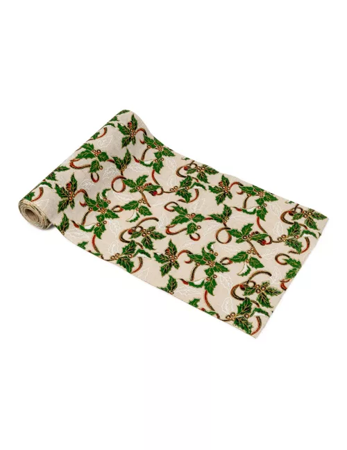 Photo du produit Chemin de table en lin traditionnel houx 5 m
