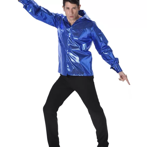 Photo du produit Chemise disco à sequins bleus homme