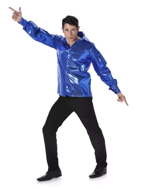 Photo du produit Chemise disco à sequins bleus homme