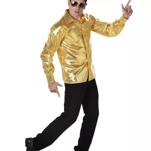 Photo du produit Chemise disco à sequins dorés homme
