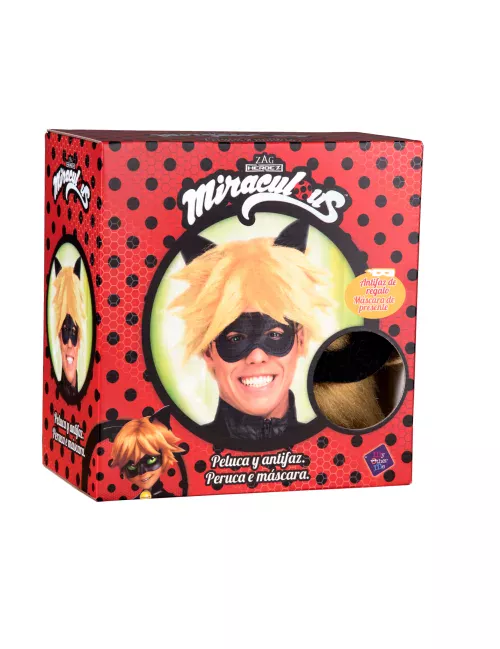 Photo du produit Coffret perruque et masque Chat Noir Miraculous adulte