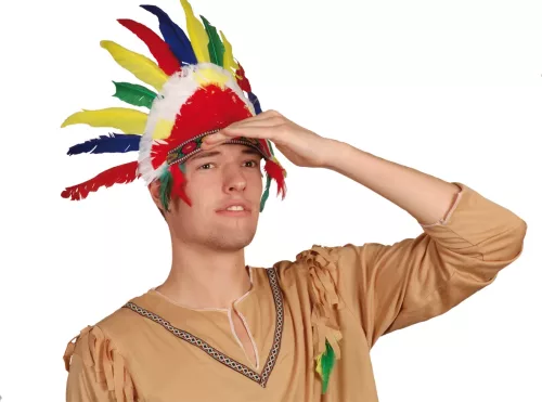 Photo du produit Coiffe d'indien plumes colorées adulte