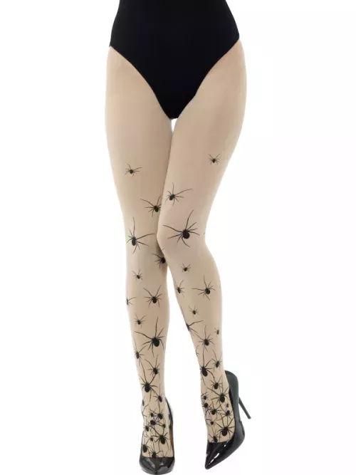 Photo du produit Collants chair avec araignées noires femme Halloween