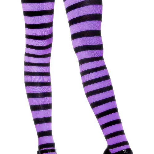 Photo du produit Collants rayés violet et noir femme