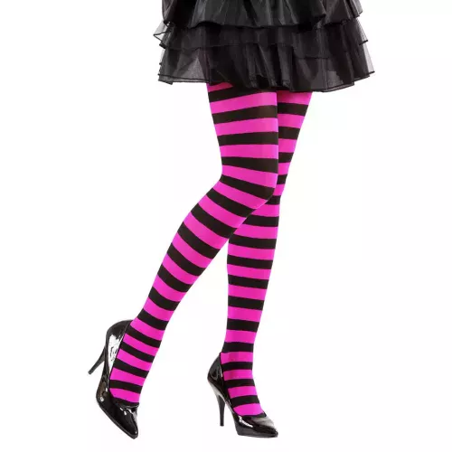 Photo du produit Collants rayés noir et rose adulte