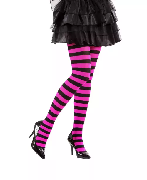 Photo du produit Collants rayés noir et rose adulte