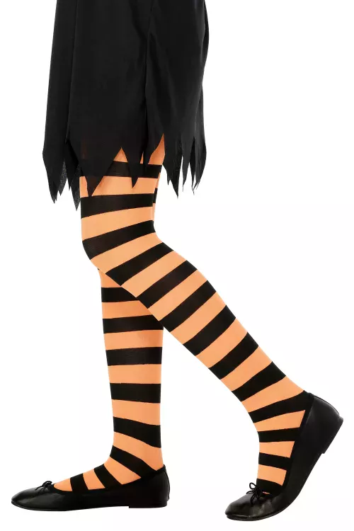 Photo du produit Collants rayés oranges et noirs enfant
