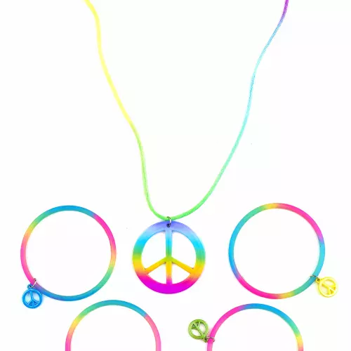Photo du produit Collier et bracelets hippie multicolores plastique adulte