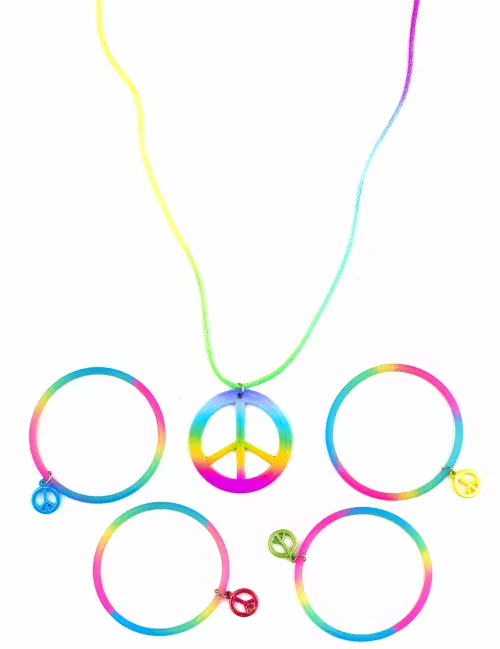 Photo du produit Collier et bracelets hippie multicolores plastique adulte