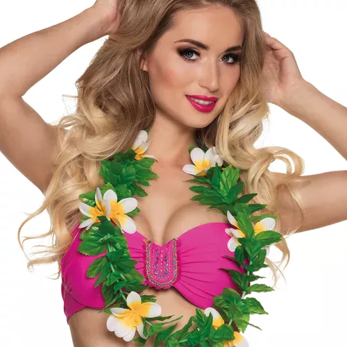 Photo du produit Collier fleurs blanc et vert adulte