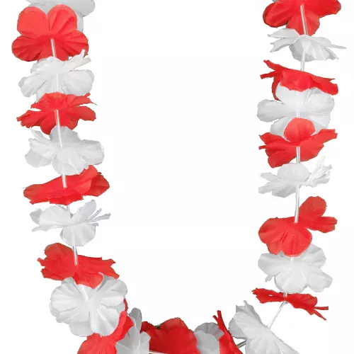 Photo du produit Collier hawaï supporter rouge et blanc adulte