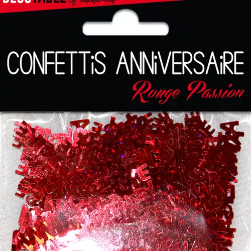 Photo du produit Confettis Joyeux anniversaire rouge passion