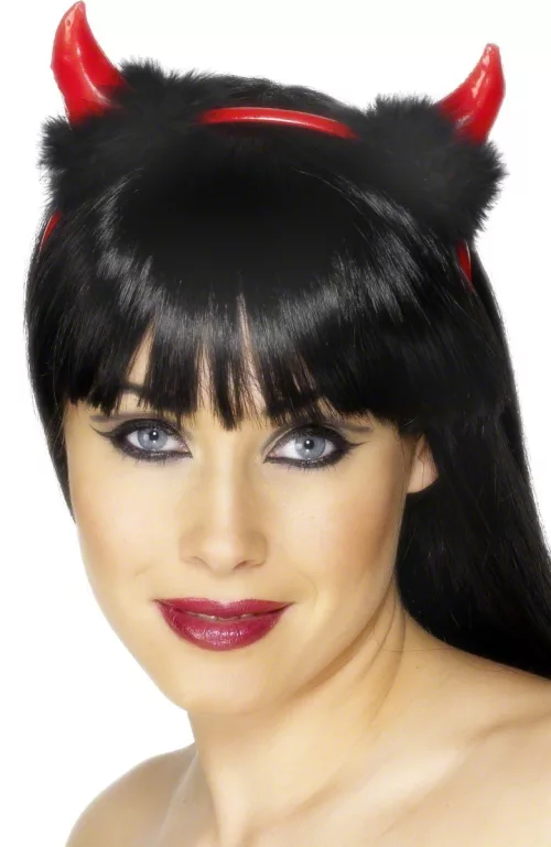 Photo du produit Cornes diable avec fourrure noire adulte Halloween