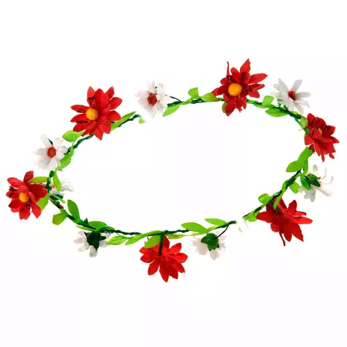 Photo du produit Couronne de fleurs pâquerettes rouges adulte