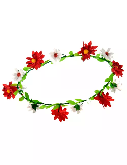 Photo du produit Couronne de fleurs pâquerettes rouges adulte