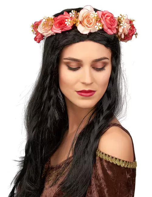 Photo du produit Couronne de roses et fleurs blanches adulte