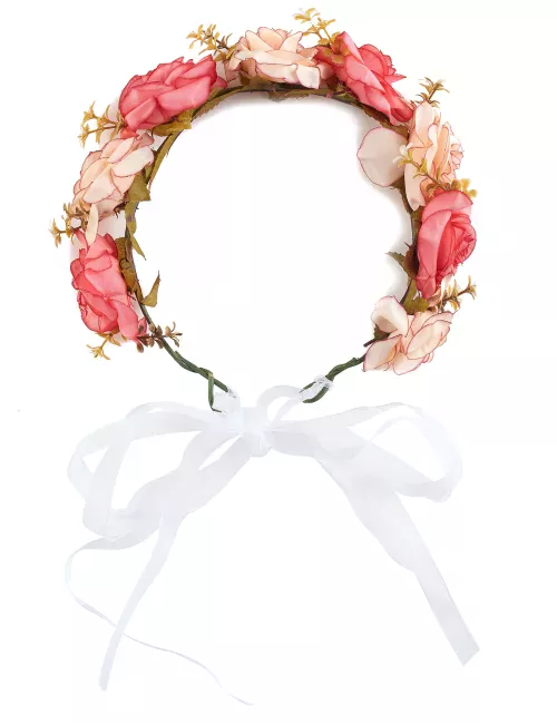 Photo du produit Couronne de roses et fleurs blanches adulte
