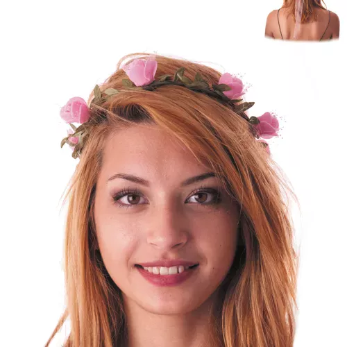 Photo du produit Couronne fleurs roses adulte