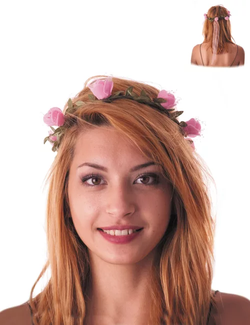 Photo du produit Couronne fleurs roses adulte