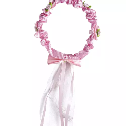 Photo du produit Couronne fleurs roses avec ruban fille