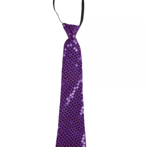 Photo du produit Cravate à paillettes violettes adulte