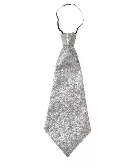 Photo du produit Cravate argent à paillettes adulte