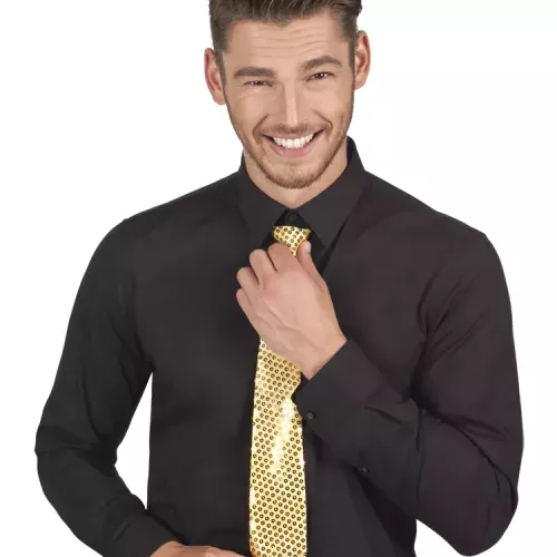 Photo du produit Cravate dorée avec sequins adulte