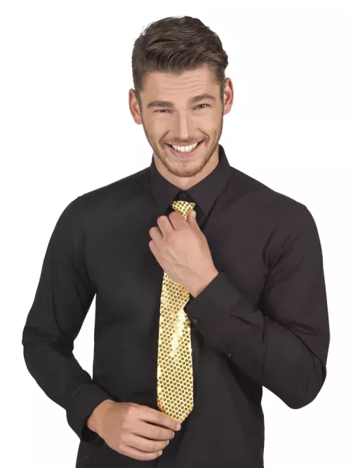 Photo du produit Cravate dorée avec sequins adulte