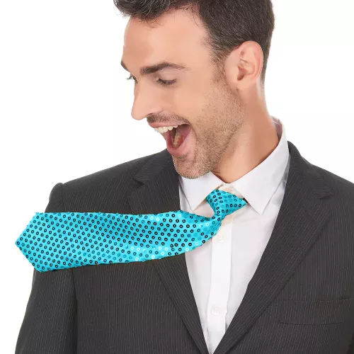 Photo du produit Cravate turquoise avec sequins adulte
