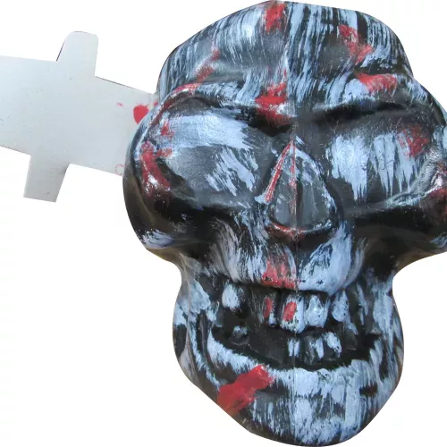 Photo du produit Décoration tête de mort avec couteau Halloween