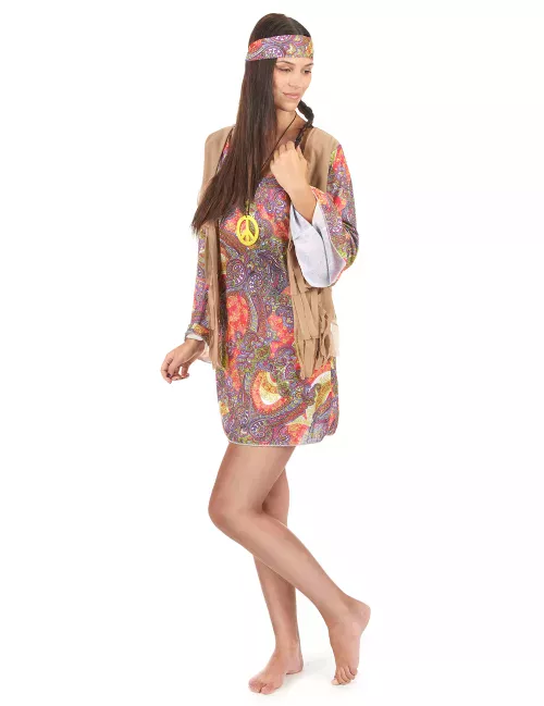 Photo du produit Déguisement hippie rouge et violet femme