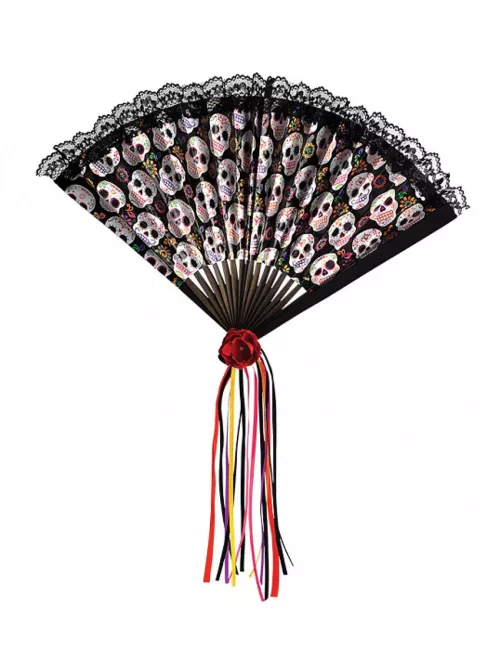 Photo du produit Eventail Dia de los muertos 42 cm adulte