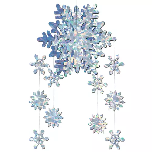 Photo du produit Décoration à suspendre Flocons de neige prismatiques 3-D