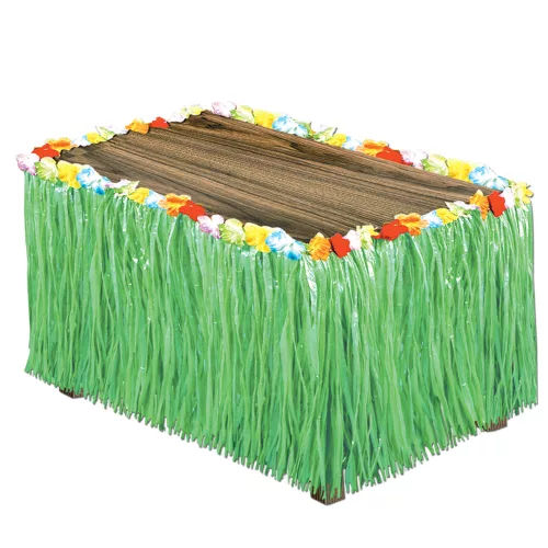 Photo du produit Jupe de table Hawaï verte 76 cm x 2,7 m