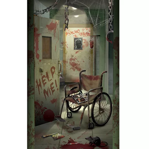Photo du produit Décoration de porte asile ensanglanté Halloween