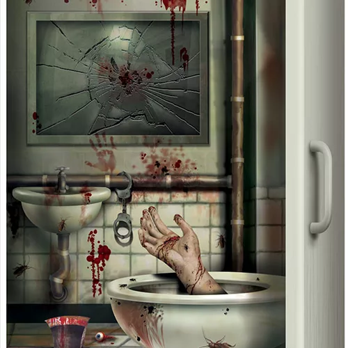 Photo du produit Décoration de porte toilette en sang 76,2 x 152 cm