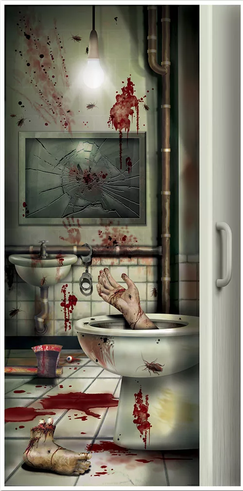 Photo du produit Décoration de porte toilette en sang 76,2 x 152 cm
