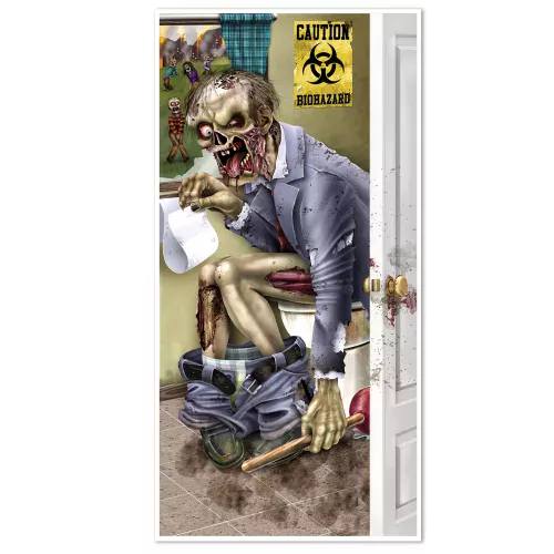 Photo du produit Décoration de porte zombie aux toilettes 76 x 152 cm
